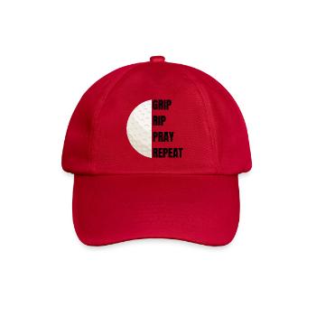 Grip Rip Pray Repeat – Golfslogan - Baseballkappe - klassisch Rot - Vorne