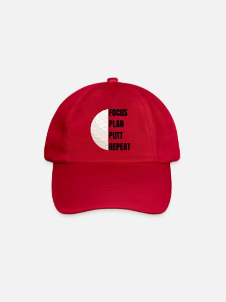 Focus Plan Putt Repeat – Golfslogan - Baseballkappe - klassisch Rot
