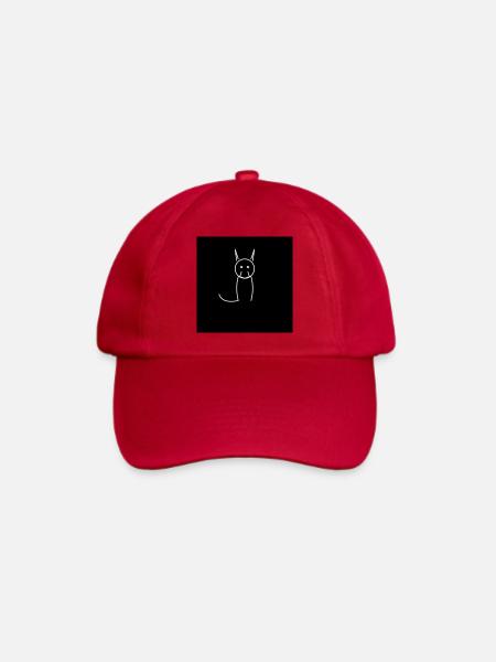 Minimalistische Katze auf Schwarz - Baseballkappe - klassisch Rot