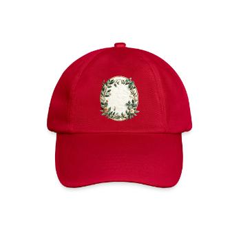Grüner Blütenkranz auf Leinen - Baseballkappe - klassisch Rot - Vorne