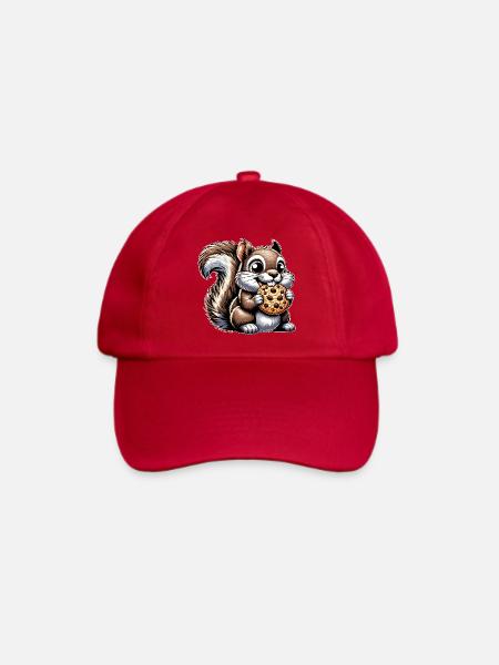 Lustiges Eichhörnchen liebt Kekse Nachtisch - Baseballkappe - klassisch Rot