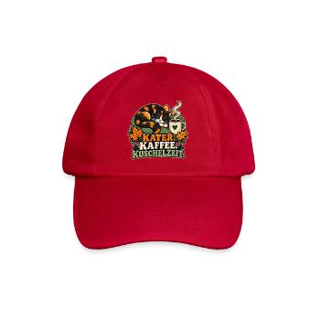 Kater Kaffee Kuschelzeit - Baseballkappe - klassisch Rot - Vorne
