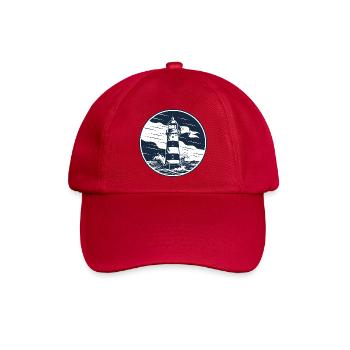 Leuchtturm Kreisbadge mit Wellen - Baseballkappe - klassisch Rot - Vorne
