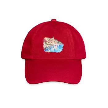 Mediterranes Hafenviertel Aquarell - Baseballkappe - klassisch Rot - Vorne