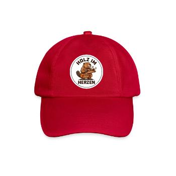 Holz Im Herzen Tischler Opa Biber Shirt - Baseballkappe - klassisch Rot - Vorne