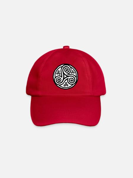 Weißer Triskel im schwarzen Kreis - Baseballkappe - klassisch Rot