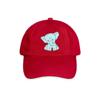 Blaue Linie zeichnender Elefanten - Baseballkappe - klassisch Rot - Vorne