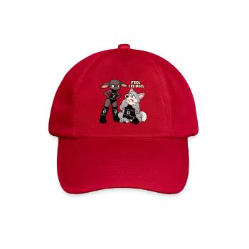 Schwarzes Schaf – Strickhumor – Fühl die Wolle - Baseballkappe - klassisch Rot - Vorne