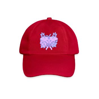 Pastell-Mond-Motte und Hibiskus-Floral - Baseballkappe - klassisch Rot - Vorne