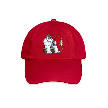 Fröhlicher Yeti beim Angeln – Lustiges Outdoor Mot - Baseballkappe - klassisch Rot - Vorne