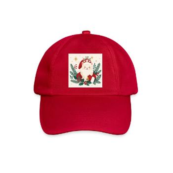 Katzensanta mit Rentierkranz und Mäusen - Baseballkappe - klassisch Rot - Vorne