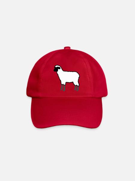Weißes Schaf Silhouette auf Schwarz - Baseballkappe - klassisch Rot