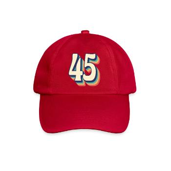 Vintage Retro T-Shirt Nummer 45 Fünfundvierzig - Baseballkappe - klassisch Rot - Vorne