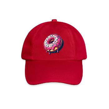 Ein Donut mit bunten Streuseln und rosa Glasur - Baseballkappe - klassisch Rot - Vorne