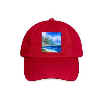 Tropische Küstenlandschaft Kunstwerk Hawaii Ozean - Baseballkappe - klassisch Rot - Vorne