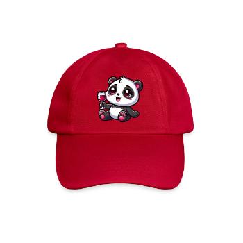 Niedlicher Panda mit Rotwein Weinliebhaber Cartoon - Baseballkappe - klassisch Rot - Vorne