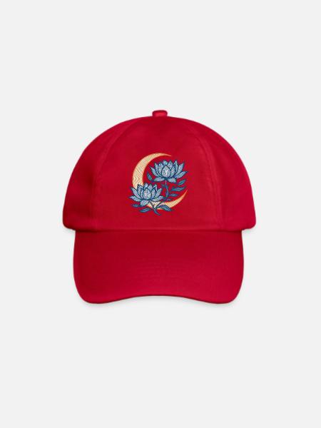 Mondbeschienene blaue Lotussichel - Baseballkappe - klassisch Rot