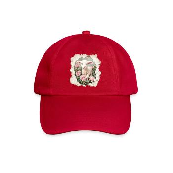 Lamm mit Schmetterling - Baseballkappe - klassisch Rot - Vorne