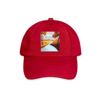 Herbstlicher Fluss durch goldene Wälder - Baseballkappe - klassisch Rot - Vorne