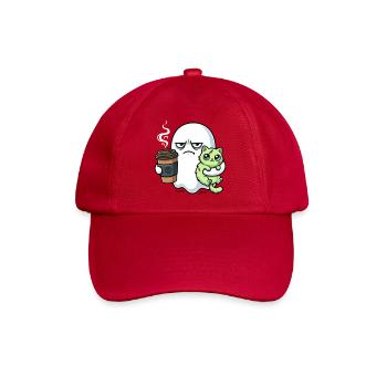Halloween Kaffee Geist mit Zombie Katze - Baseballkappe - klassisch Rot - Vorne