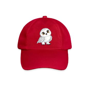 Schneeeule Kawaii Style – Süßer Wintervogel - Baseballkappe - klassisch Rot - Vorne