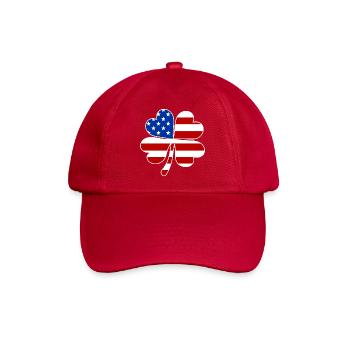 USA Flagge Vierblättriges Kleeblatt - Baseballkappe - klassisch Rot - Vorne