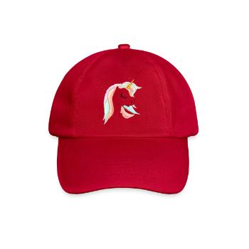 Pastellfarbenes und goldenes Einhorn-Explosionszeichnung - Baseballkappe - klassisch Rot - Vorne