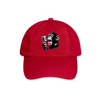 Affen Orchester Sänger mit vintage Mikrofon - Baseballkappe - klassisch Rot - Vorne