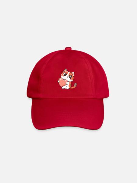 Pastellherz-Kuschelkatze - Baseballkappe - klassisch Rot