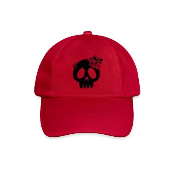 Schwarzer Schädel und Auflösung - Baseballkappe - klassisch Rot - Vorne
