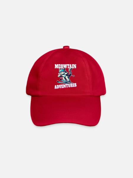 Meowtain Abenteuer – Skifahrende Katze - Baseballkappe - klassisch Rot