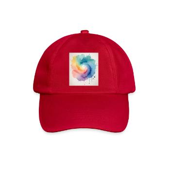 Abstraktes Aquarell in Spiralform - Baseballkappe - klassisch Rot - Vorne