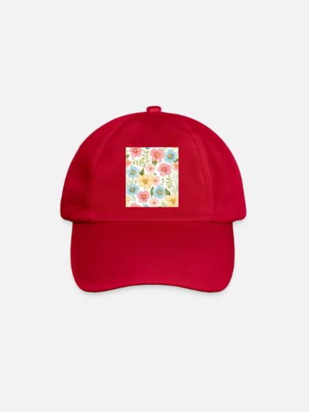Blumenmuster - Baseballkappe - klassisch Rot
