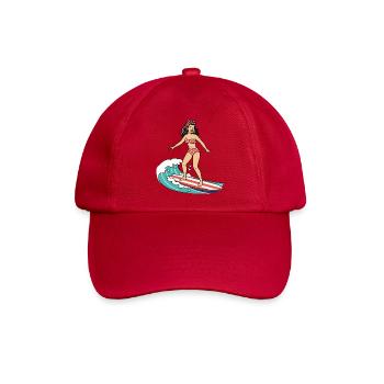 Pin-up-Mädchen auf dem Surfbrett - Baseballkappe - klassisch Rot - Vorne