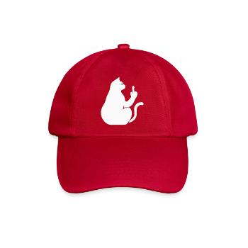 Katze Katzen Cat Kätzchen Mieze Mittelfinger - Baseballkappe - klassisch Rot - Vorne