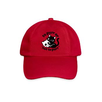 To Purr or Not to Purr | Schwarze Katze Spruch - Baseballkappe - klassisch Rot - Vorne