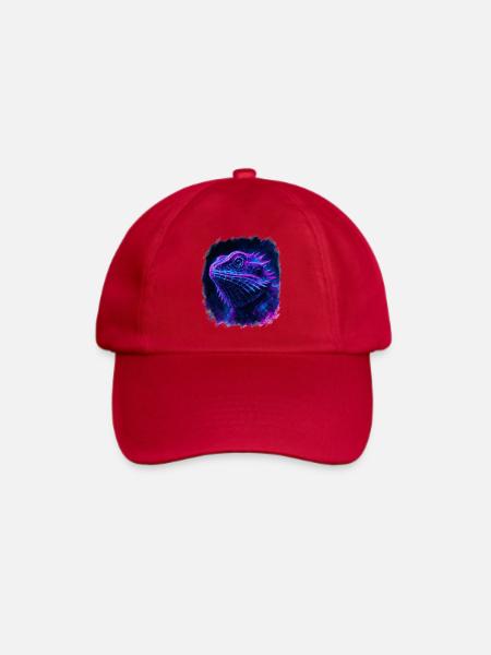 Bearded Dragon Cyberpunk Neon Synthwave - Baseballkappe - klassisch Rot