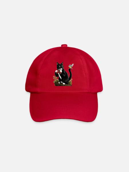 Vogelbeobachtende Katze - Baseballkappe - klassisch Rot