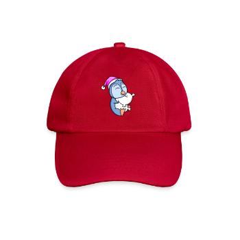Pinguin mit Kissen - Baseballkappe - klassisch Rot - Vorne