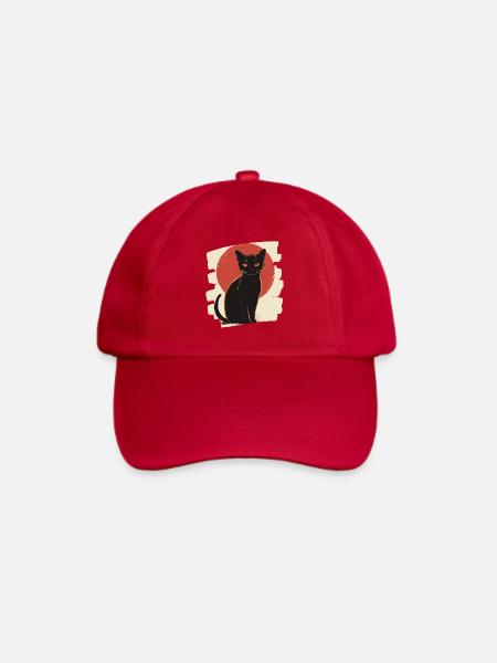 Schwarze Katze - Baseballkappe - klassisch Rot