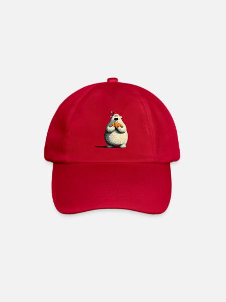 Christmas Polar Bear with Croissant - Baseballkappe - klassisch Rot