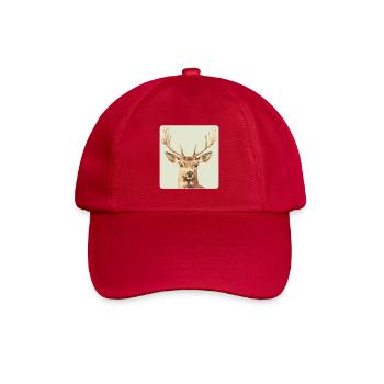 Rentier Hirsch Geweih Reindeer Vintage - Baseballkappe - klassisch Rot - Vorne