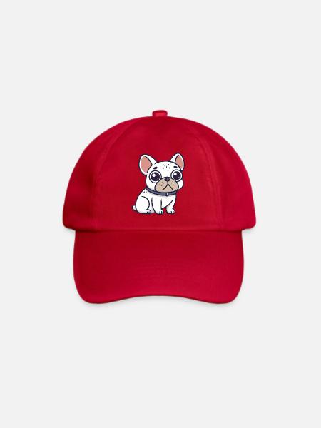 White Bulldog Cartoon-Halskette - Baseballkappe - klassisch Rot