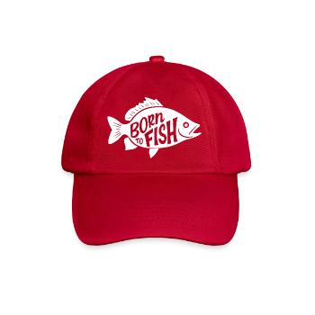 BORN TO FISH (HELLES TEXTDESIGN) - Baseballkappe - klassisch Rot - Vorne