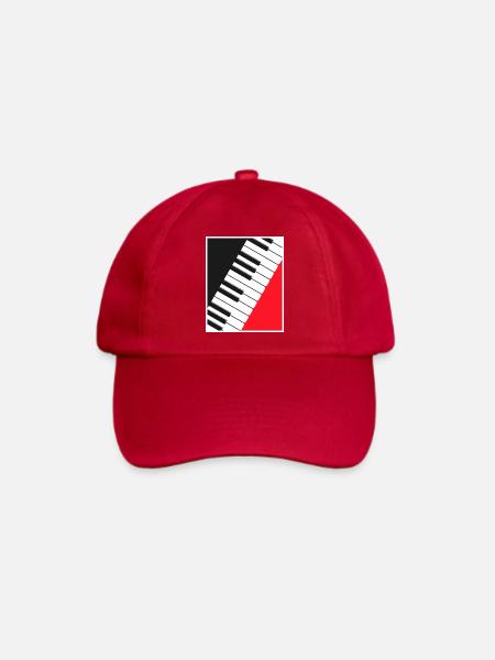 Klavier-Keyboard-Posterkunst - Baseballkappe - klassisch Rot