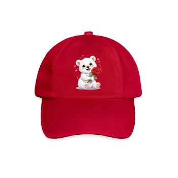 Süßer Bär mit Rose – Valentinstagsmotiv  - Baseballkappe - klassisch Rot - Vorne