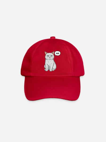Grimmige Katze - einfach "Nö" - Baseballkappe - klassisch Rot