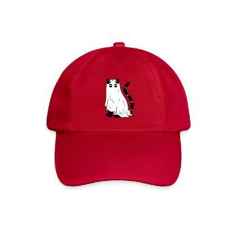 Halloween Katze Gespenst - SW - Baseballkappe - klassisch Rot - Vorne