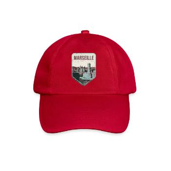 Retro-Abzeichen, Marseille Frankreich ist meine Heimatstadt - Baseballkappe - klassisch Rot - Vorne