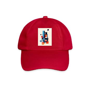 Abstrakte geometrische Komposition - Baseballkappe - klassisch Rot - Vorne